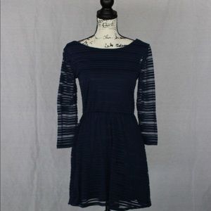 Lily Rose Dark Blue Short dress with Sheer Sleeves